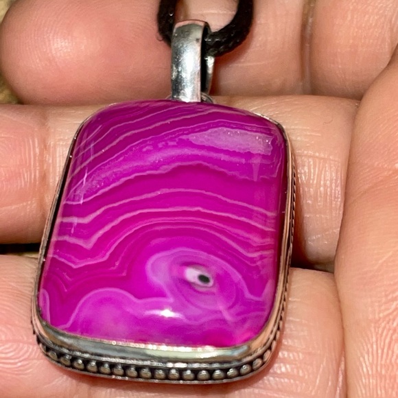 Pink Botswana Lace Agate Pendant 2” - Picture 8 of 14